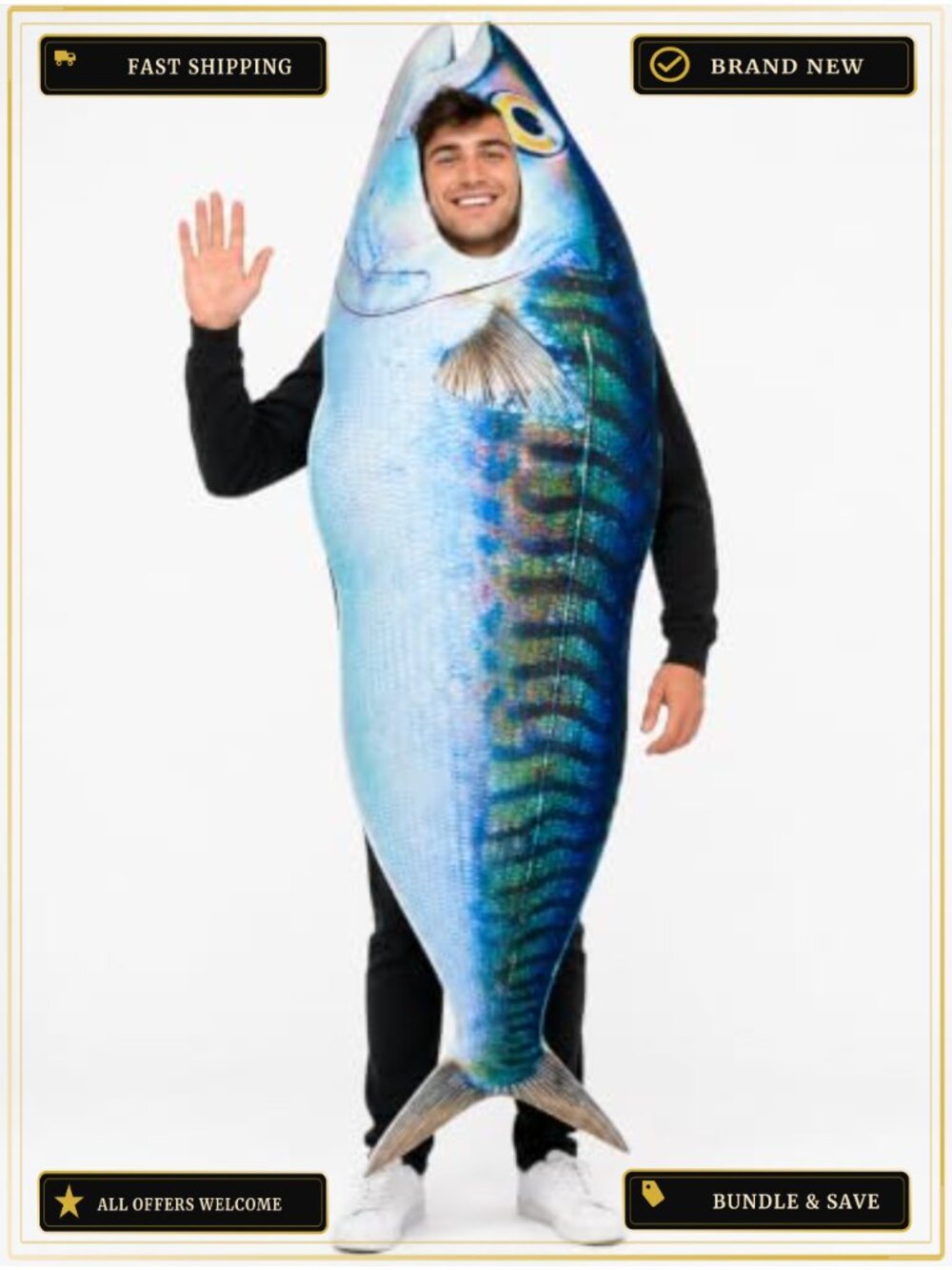 Adult Fish Costume Halloween Funny Sea Animal Ocean Outfit